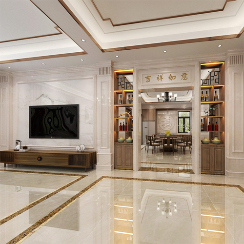 普宁郑总别墅一楼客厅餐厅全景图